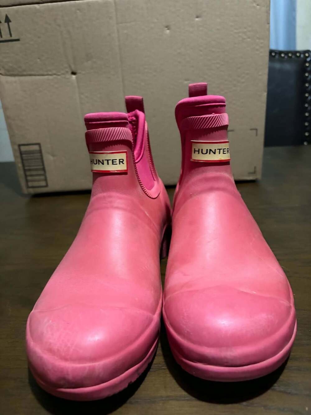 Hunter Chelsea Rain Boots Size 7 Pink Waterproof